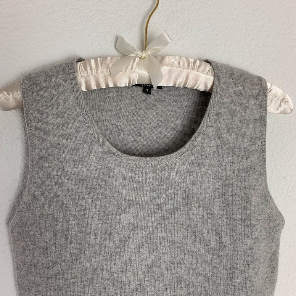 Pure Amici Gray Cashmere Sleeveless Sweater Top - Picture 3 of 9